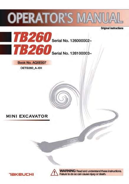 starting a tb260 mini excavator with caution lights|tb260 manual.